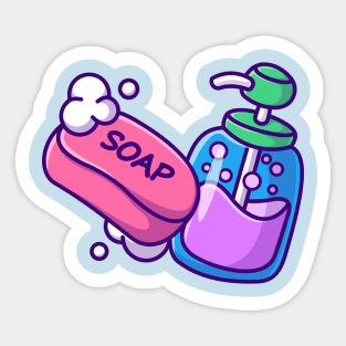 Floating Bar Soap And Liquid Soap Cartoon Sticker